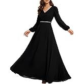 Ever-Pretty Women's Mother of The Bride Dresses Long Sleeves V Neck Empire Waist A Line Beading Formal Evening Dress 01981
