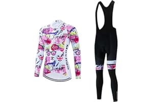 MOXILYN Women Cycling Long Sleeve Jersey Set 20D Padded Bib Pants Bike Suit Breathable Bicycle Clothing Kit UV Protection