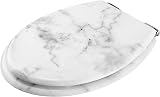 Navaris White Marble MDF Toilet Seat Soft Close Luxury Decorative Bathroom view 7