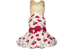 Puppy Floral Princess Dresses, Dog Dress Bowknot Tutu Skirt, Thin Cute Pet Summer Clothes Apparel for Small Medium Girl Dogs 