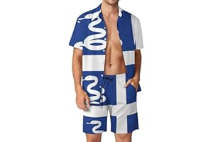 Martinique Flag Casual Mens Vacation Outfits Matching Set Hawaiian Beach Shirts Shorts