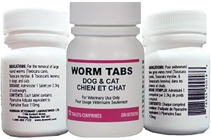 Dog & Cat Dewormer Tablets – Over‑The‑Counter Broad‑Spectrum Treats for Roundworm Control, 12‑Count (for Dogs & Cats)