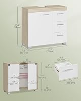 VASAGLE Under Sink Bathroom Cabinet 3 Drawers 2 Doors Cloud White Beige 30x70x64 view 7