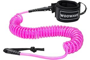 WOOWAVE SUP Leash 11 Foot Coiled Stand Up Paddle Board Surfboard Leash Stay on Board Ankle Strap with Waterproof Wallet/Phone