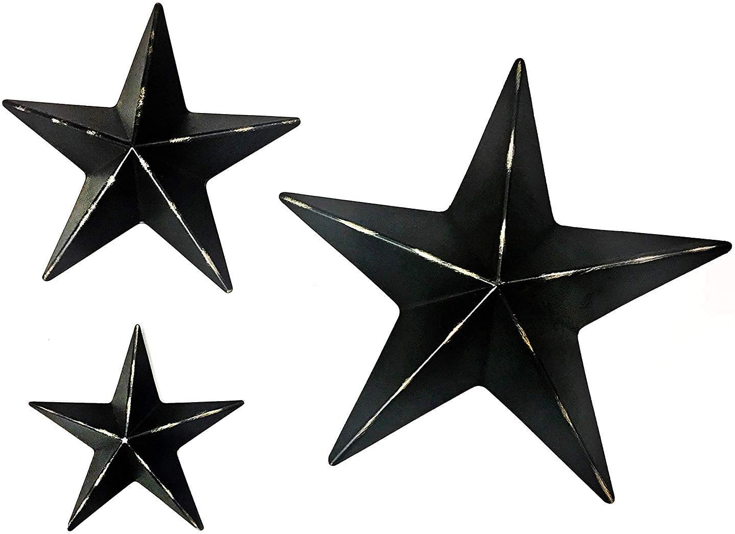 Plaques & Wall Art - Bellaa 24131 Metal Wall Art Stars Texas Western Barn Country Lodge Farmhouse Yard Home Decor Black Set 12 inch 8 inch 6 inch (Black 24131, Medium)