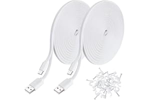 SIOCEN 2 Pack 20FT USB Power Extension Cable for Yi Camera,Wyze Cam,Oculus Go,Echo Dot Kid Edition,Nest Cam,Netvue,Blink,Furbo Dog,Kasa Cam,YI Dome Home Security Camera Flat Micro USB Charging Cord
