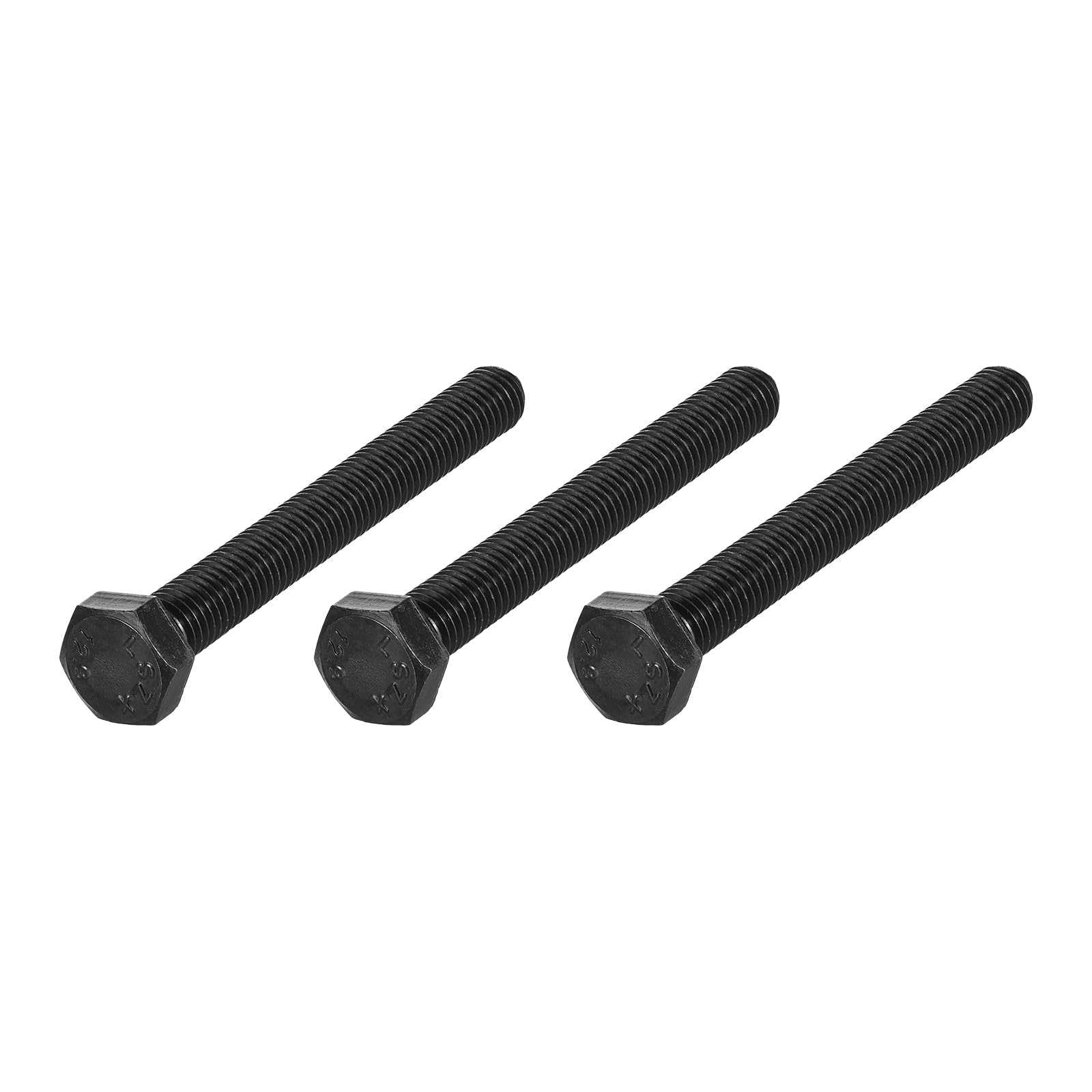 METALLIXITY Hex Bolts (M10-1.5x90mm) 3Pcs, Carbon Steel Fully Threaded Black Oxide, Coarse Thread UNC Hex Head Screw Bolt - for Furniture Repair