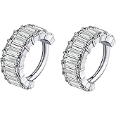 G23 Titanium Hypoallergenic Cubic Zirconia Hoop Huggie Diamond Pave Cuff Ear Climbers Cartilage Stud Earrings for woman man