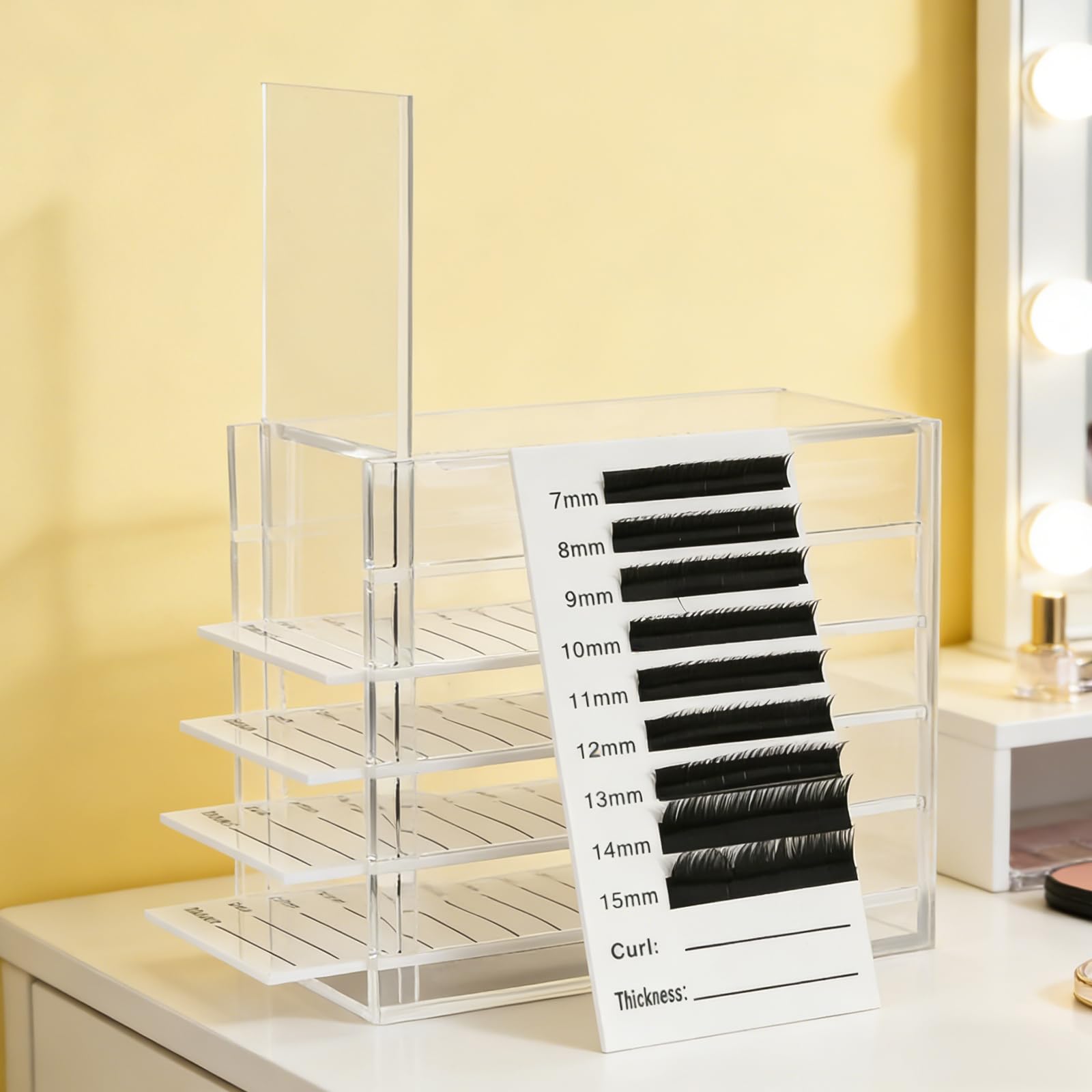 ATOMUS Eyelashes Storage Box Holder Case 5 Layers Acrylic Lash Tile Hand Plate Display Drawer Container Plate Eye Lashes Grafting Extension Organizer Supplies Tool