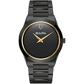 Bulova Mens Modern Millenia Black Ion Plated Stainless Steel 2-Hand Quartz Watch, Black Dial Style: 98a313