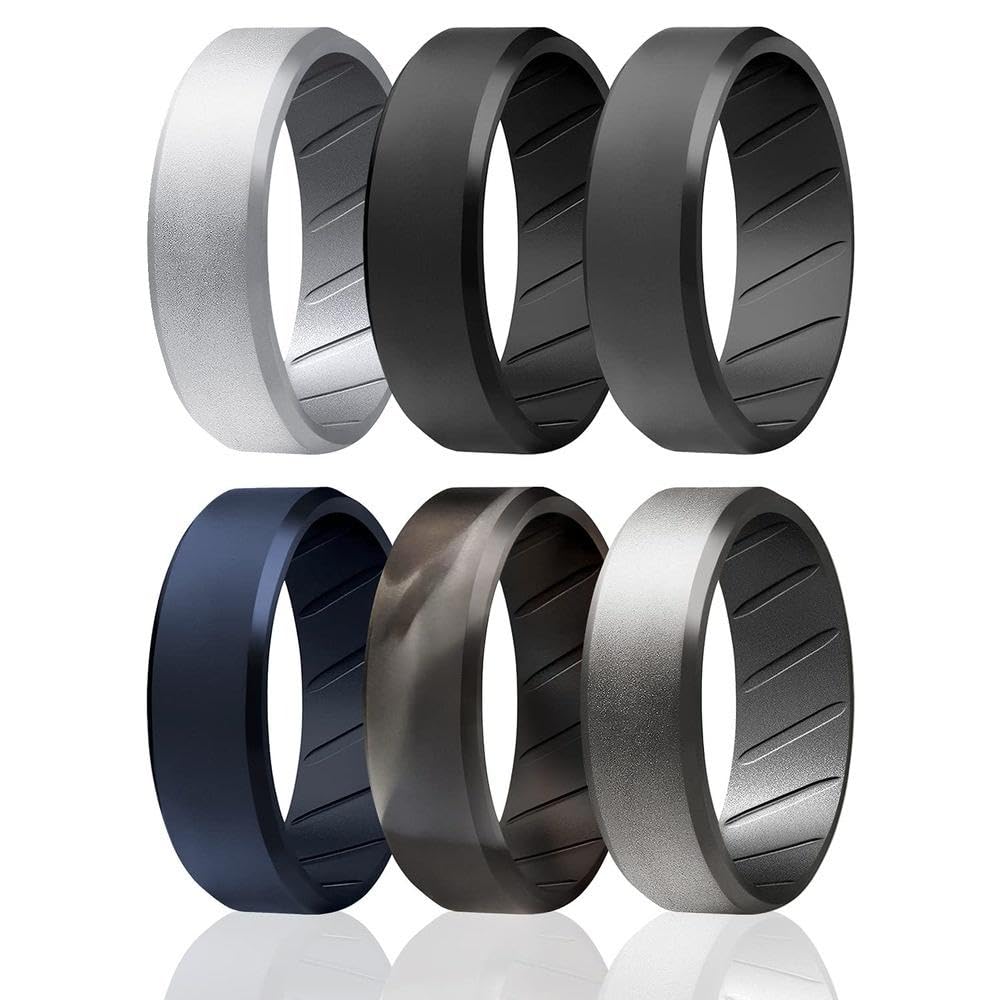 ROQ Silicone Wedding Rings for Men - Breathable