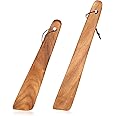 FJNATINH 12"+10" Teak Wood Spatula for Cast Iron, Small Wood Flipper, Egg Scraper, Flat Wooden Turner Wood Cooking Utensil, Spatulas Perfect for Flipping, Serving, Scraping & Turning. Set of 2