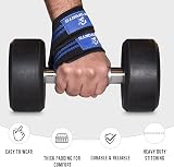 AQF Figure 8 Weight Lifting Straps with Neoprene Padding Black Blue view 4