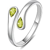 Yaweina Adjustable Thumb Birthstone Rings for Women 925 Sterling Silver Love Promise Ring for her Daughter Granddaughter Birthday Christmas Gifts