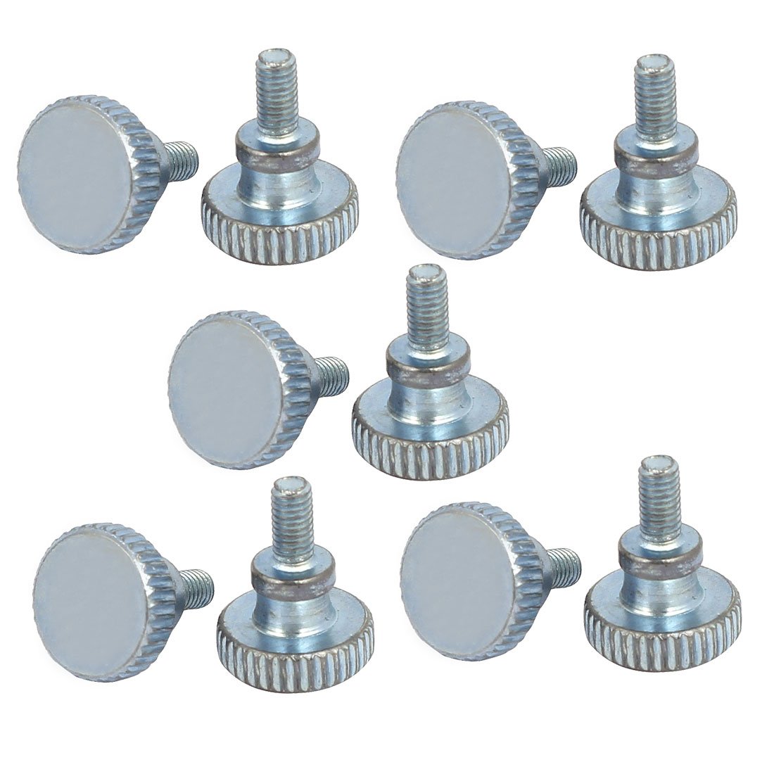sourcingmap M3x6mm Flat Knurled Head Fully Threaded Thumb Screws Bolts Fastener 10pcs
