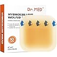 Dr. Med Hydrocolloid Wound Dressing 6"x6"-10 Pack/Box, Waterproof Adhesive Bordered Bandage, for Light Exudate, Abrasions, Pressure Ulcer, Bed Sore, Superficial Wound Care