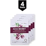 BeauKON Acai Berry Age-Defying Facial Sheet Mask, Korean Daily Face Mask, Anti-Aging Properties and Moisturizing (4 Pack)