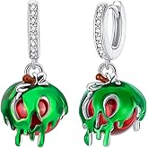 LUXILLA Red Apple Earrings 925 Sterling Silver Earrings with Sparkling Cubic Zirconia Cute Charm Stud Ear Jewelry for Women's Birthday Gifts