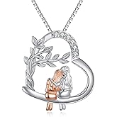 Dralox Heart Necklace for Women, Sterling Silver Tree of Life/Hummingbird/Deer/Highland Cow/Bear/Black Cat Pendant Necklace Jewelry Anniversary Birthday Gift, 20"