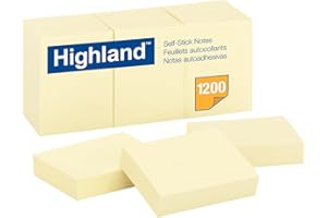Highland Post-it Notes, 1.5" x 2" Sticky Notes, 100 Sheets/Pad, 12 Pads, Canary Yellow