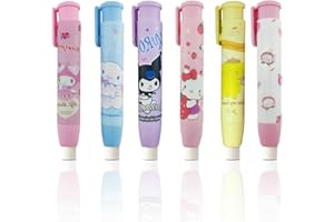 WSHLLLFC 6Pcs Cute Creative Stationery Erasers for Kids Retractable Pencil Erasers for Pencils Kawaii Eraser Fun Kitty Erasers Back to School Supplies Kid Party Favors Gift Suitable for Children Over 3Years（A）