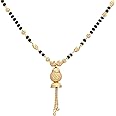 ZENEME Women Mangalsutra Gold Plated Traditional with Black Beads (Gold)