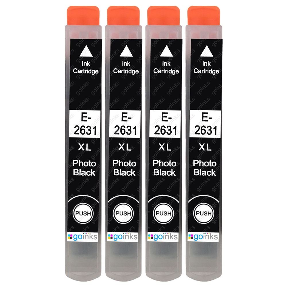 4 Go Inks Photo Black Ink Cartridges to replace Epson T2631 (26XL) Compatible/non-OEM for Epson Expression Premium Printers, High Capacity