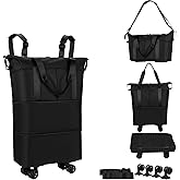 NiceUU Travel Rolling Duffel Bag with Removable Wheels,Expandable Foldable Carry-On Luggage for Trip or Hospitalization