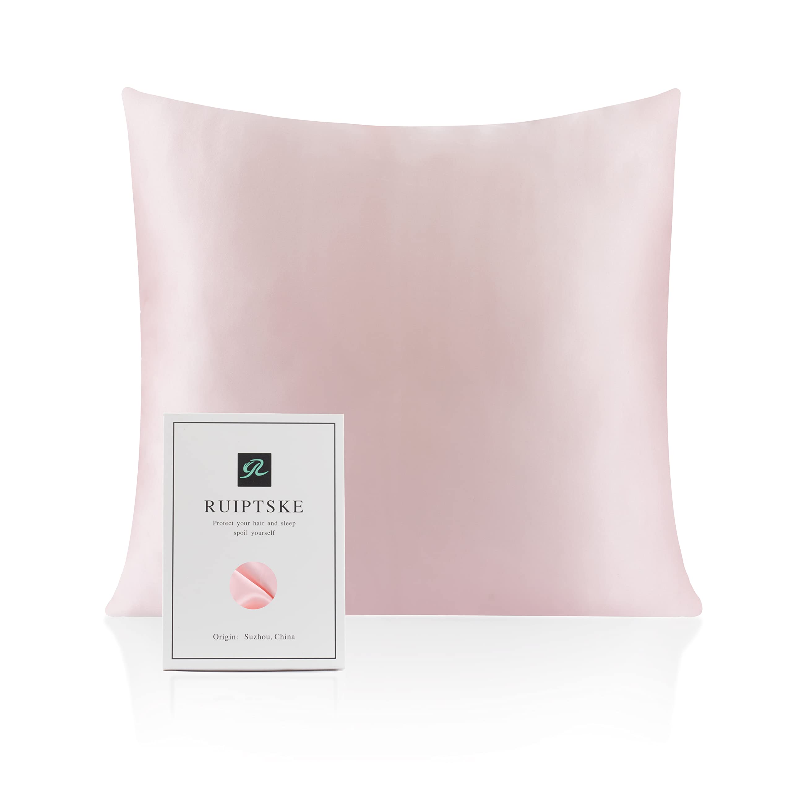 RUIPTSKE 22 Mothers, 100% Silk, 600 Thread Count, Natural Silk Pillowcase, Hypoallergenic, Hidden Zipper, OEKO-TEX Certified (Pink, 65 x 65 cm) — image 1