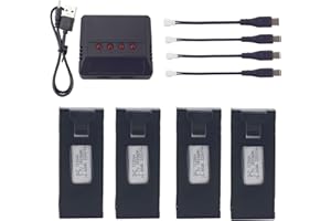 Fytoo Accessories 4PCS 3.7V 1800mah Li-ion Battery with 1PCS 4 in 1 Charger for E88 E88PRO E88MAX E525 E99 E99PRO P1 P5PRO K3 S1 P8 RC Quadcopter UAV Spare Li-ion Battery