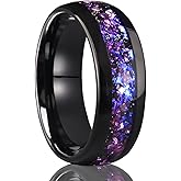 Concept Knight Tungsten Carbide Rings for Men Women 8MM/4MM Men's Engagement Wedding Bands Inlaid with Nebula Opal Amethyst and High Polish