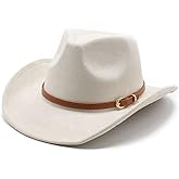 LIDHAY Wide Brim Felt Cowboy Hat for Women Men Western Suede Cowboy Cowgirl Hats