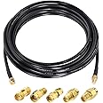 SUPERBAT 25ft SMA Male to SMA Female RF Coaxial Coax Cable + 5pcs RF Coax Adapter Kit for Router/Antenna/Signal Enhancer/Wireless Adapter etc