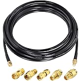 SUPERBAT SMA macho a SMA hembra RF cable coaxial coaxial de 25 pies + 5 piezas kit de adaptador coaxial RF, cable SMA + kit a