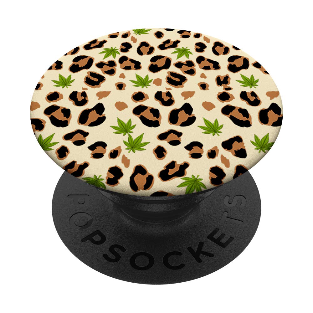 Leopard Print Weed Cannabis Pattern Pot 420 THC Women Gift PopSockets PopGrip: Swappable Grip for Phones & Tablets