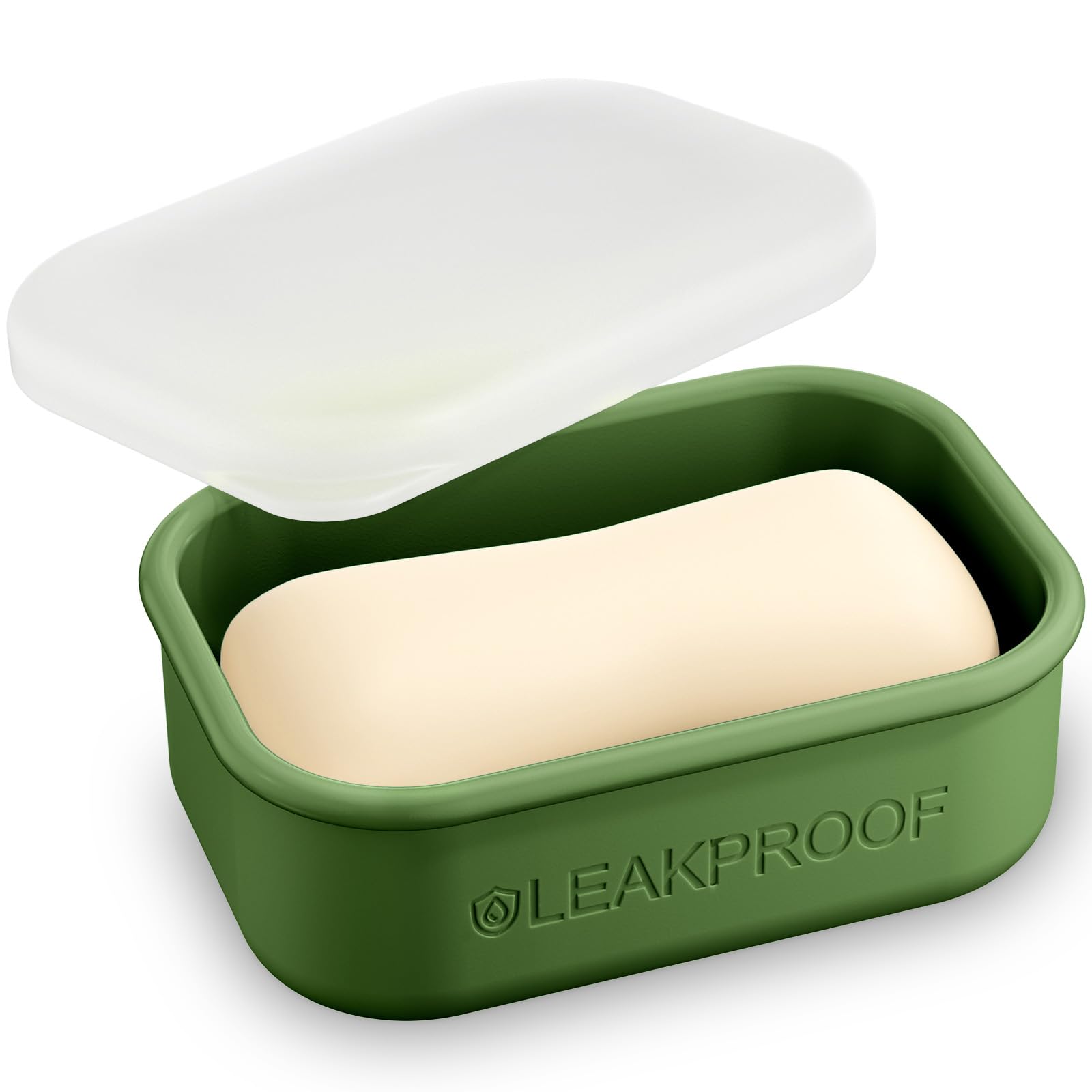 Quatish Compact Leakproof Travel Soap Case, Silicone Soap Box with Draining Layer, Enhanced Soap Container, Suitable for Camping, Gym, Bathroom, Outdoor Essentials, Green