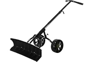 Gardenised Extra Wide 36 in. Snow Shovel Plow Pusher Remover with Large Rugged Wheels, Heavy Duty, Black