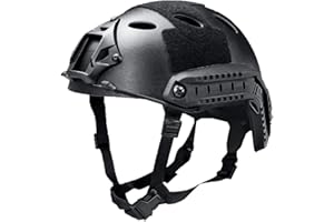 QJYZHAN Tactical Airsoft Paintball Fast Helmet, with NVG Mount and Side Rail, CS Cosplay Tactical Gear Black Helmet