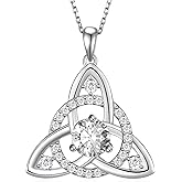 Cehuzeli Celtic Moissanite Necklace 925 Sterling Silver Moissanite Necklaces for Women Celtic Knot Pendant with 1-2 Ct Moissanites Stone Jewelry Gifts for Women