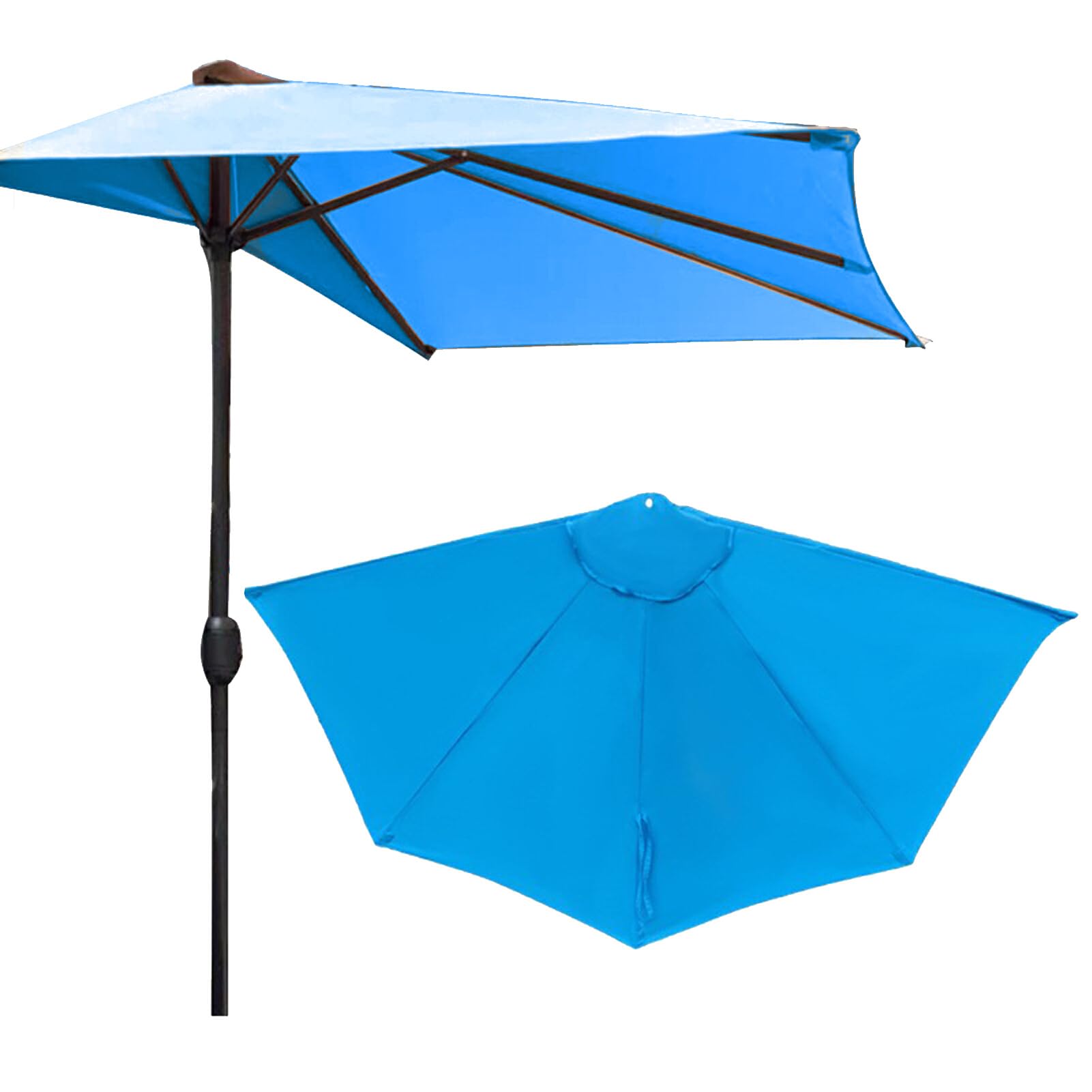 Photo 1 of AONYAYBM Half Patio Umbrella Replacement Canopy, Only for 9 Ft 5 Ribs Half Patio Umbrella, Small Canopy for Balcony, Table, or Deck by Pure Garden (Only Canopy) (Blue)
