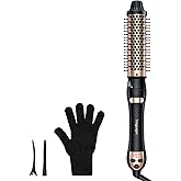 3-in-1 Thermal Brush for Blowout Look, 1.5 inch Heated Round Brush with Ion Detachable Heated, Makes Hair Straightening and Smoother Get Natural Curls, Dual Voltage for Travel, Quick&Easy