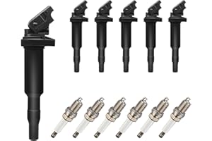 GAGOLCAR OEM Ignition Coil Pack UF592 0221504470 and Spark Plugs (Set of 6),Compatible with BMW 128i 323i 325i 325xi 328i 330i 335i 525i 528i 530i 530xi X3 X5 Z4, For C1638 00044 5C1695