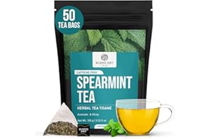 BLENDART Spearmint Tea Bags 50 Count Herbal Tea Bags PCOS RELIEF Balances Hormones Support Digestion Refreshing Aromatic and Minty Gluten Free Caffeine Free Tea 100% Pure Spearmint leaves Pyramid Tea bags