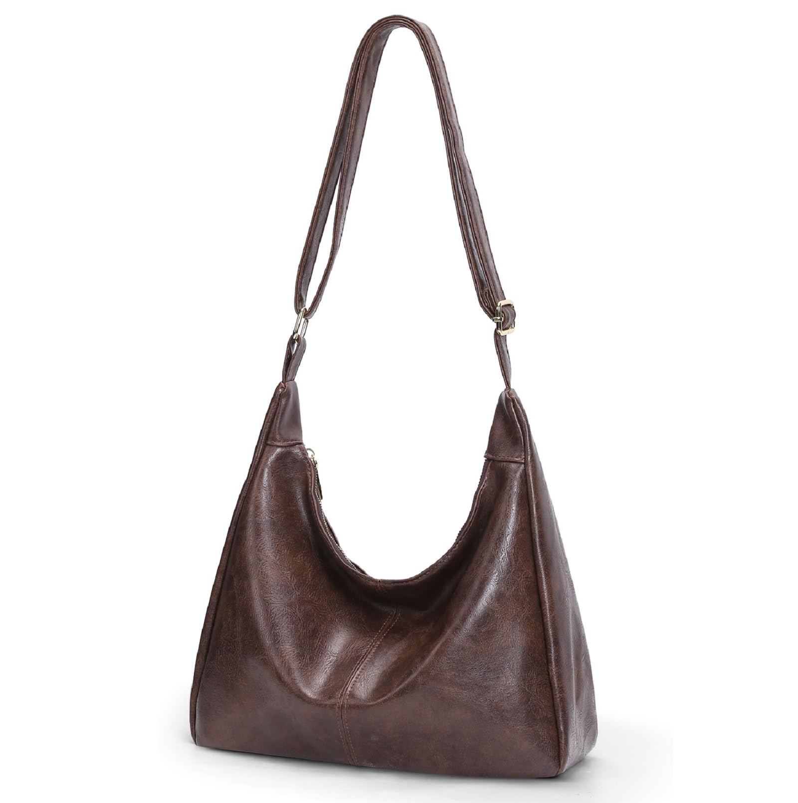 Slouchy Hobo Bags for Women,Brown Leather Shoulder Bag Everyday Purse Daily Commuting Bag Fall Handbags 2025