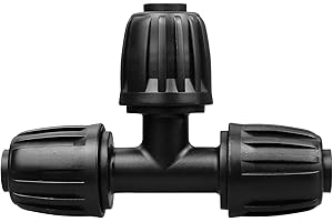 JOYPRO Drip Irrigation Fittings for 1/2 Inch Tubing (0.60"-0.63" OD), 10 Pieces Barbed Tee Drip Parts Locked Tee Connectors, 3 Way Drip Line Nuts Connectors for 1/2" Drip Irrigation Hose (13mm ID)