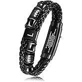 INFUPNET Leather Bracelet Gifts For Men,Initial Letter Mens Bracelet With Adjustable Stainless Steel Buckle,Mens Jewelry Christmas Birthday Gift For Him