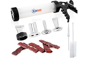XINQIAO Jerky Gun Food Grade Plastic Beef Jerky Gun Kit,1 LB Jerky Maker with 4 Stainless Steel Nozzles 2 Brushes