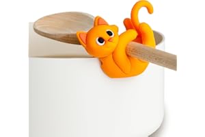 ITERA Cat Funny Spoon Rest Silicone Utensil Rest - Pot Spoon Holder for Pot - Food Grade Silicone Utensil Holder Kitchen Gadget - Fun, Cute & Silly Orange Cat Design - Super Fun!