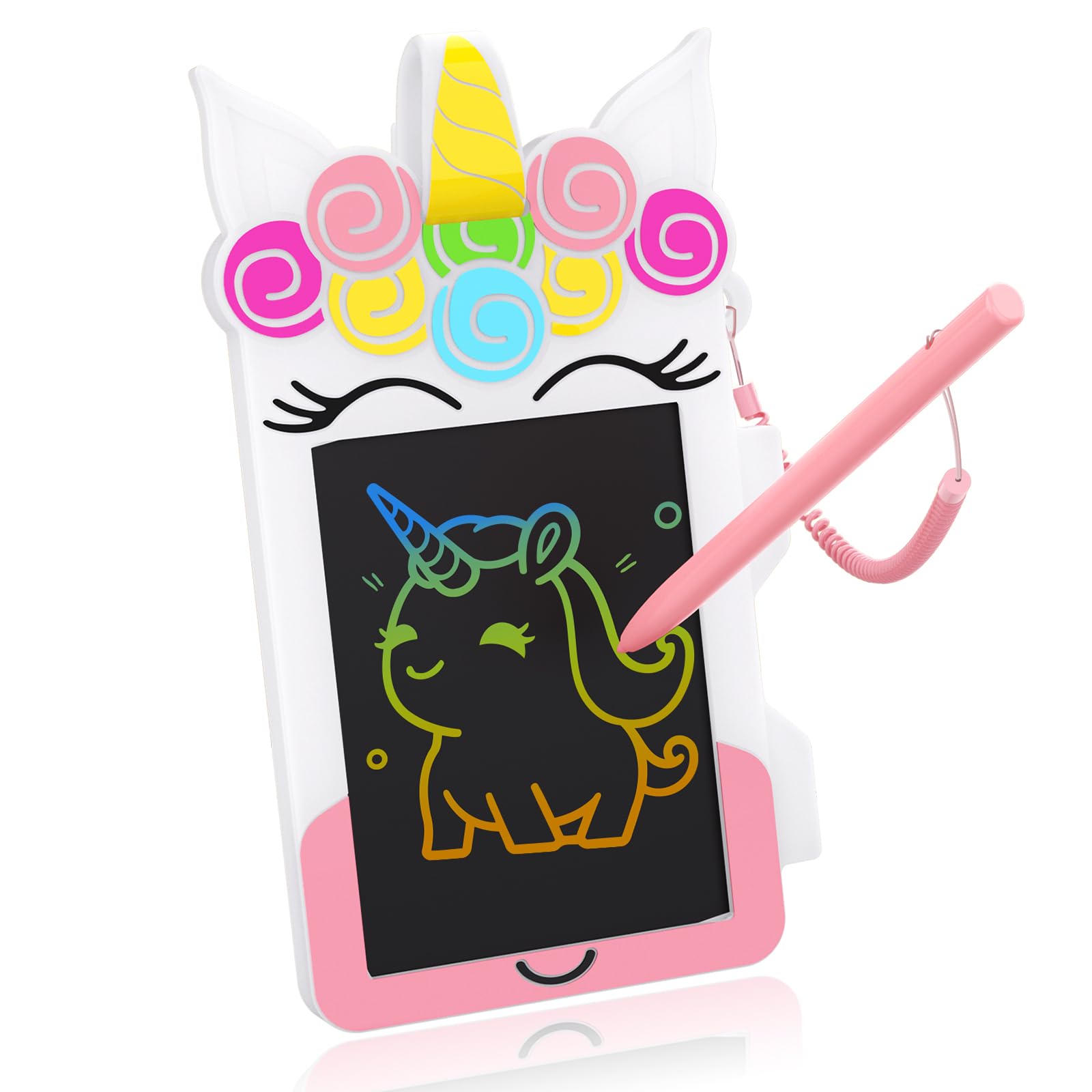 HOMESTEC Unicorn Kids Drawing Tablet 4.5 Inch LCD Writing Board Children Toys for 2 3 4 5 6 Years Old Boys Girls Backpack Decor Unicorn Pendant Gifts