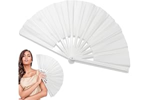 GENERIC Boots on The Ground Fan,13inch Large Rave Fan PoppingFan Clacking Fans for Line Dancing,Line Dance Popping Fans,HandFans for Women Foldable,Portable for Outdoor,Wedding,Party,Decoration(White)
